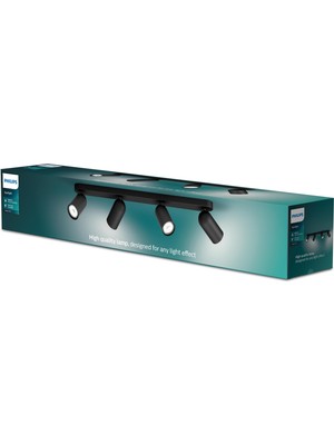 Philips Myliving Pongee Tavan/duvar 4'lü Siyah Spot Lamba GU10 Duy (Ampul Birlikte Verilmez)