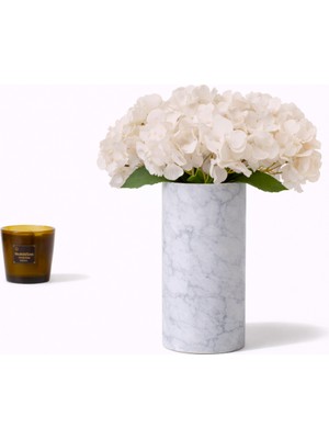 Madame Nazar Üstün Kalite Gerçekçi Ortanca Yapay Çiçek – 1 Demet- 44CM (Beyaz) Solmaz, Vazo ve Salon Dekoru