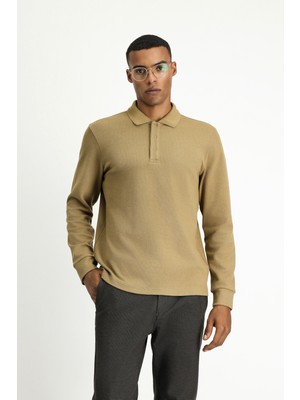 Kiğılı Polo Yaka Regular Fit Desenli Sweatshirt