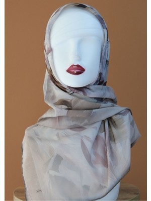 Sinem Monalisa Hibrit Dijital Natural Eşarp Kahverengi