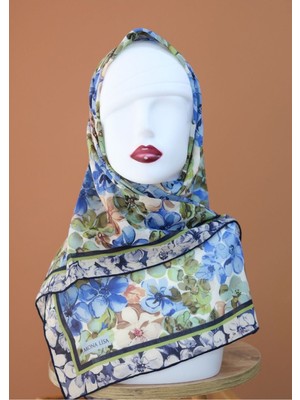 Sinem Monalisa El Dikişli Soft Pamuk Eşarp Lacivert