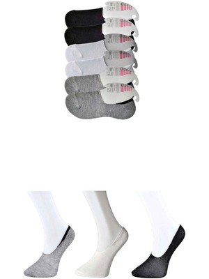 MTM My The Mall Giyim Siyah Gri ve Beyaz Kadın Babet Çorap 6 Çift