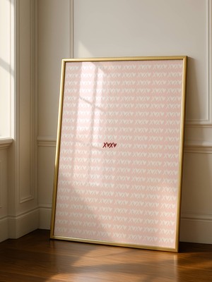 Fuart.Co Pembe Xoxo Aşk Temalı Sevgililer Günü Posteri (Çerçevesiz) Love
