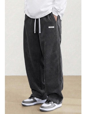 Genius Store Genıus Erkek Pantolon Fitilli Kadife Bol Paça Oversize Pantolon