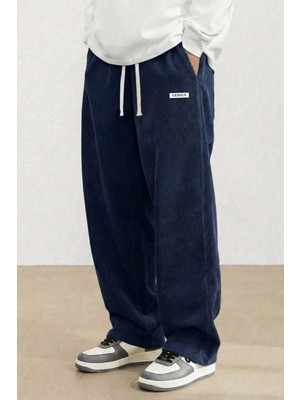 Genius Store Genıus Erkek Pantolon Fitilli Kadife Bol Paça Oversize Pantolon