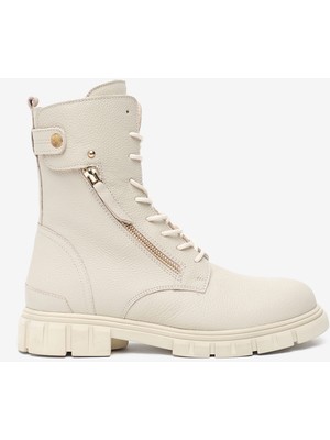 Greyder Kadın Ekru Hakiki Deri Military Bot 5K2UB32720