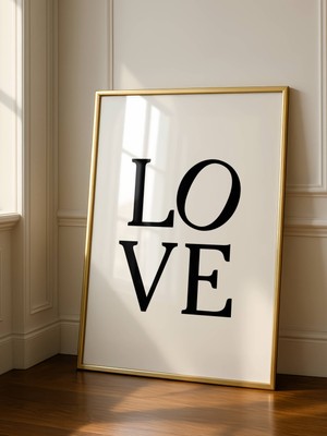 Fuart.Co Büyük Siyah Love Aşk Temalı Sevgililer Günü Posteri (Çerçevesiz) Love