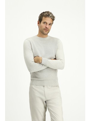 Kiğılı Bisiklet Yaka Slim Fit Dar Kesim Desenli Pamuklu Triko Kazak