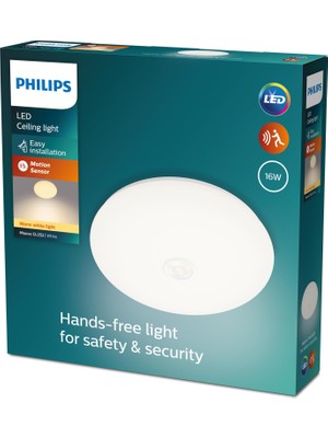 Philips Mauve Hareket Sensörlü Yuvarlak Tavan Lambası 16W 2700K Sarı Işık