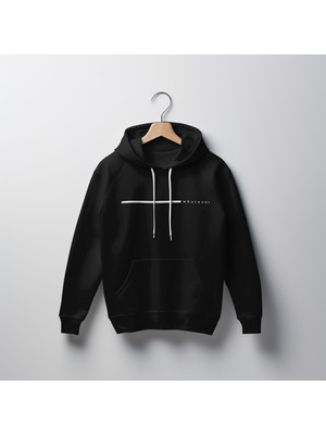 Whatever Baskılı Unisex Standart Fit Kapüşonlu Şardonlu Pamuklu Sweatshirt