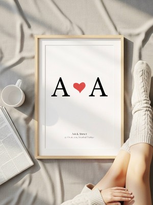 Fuart.Co Kişiye Özel Harfler ve Kalp Aşk Temalı Sevgililer Günü Posteri (Çerçevesiz) Love