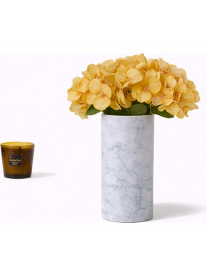 Madame Nazar Üstün Kalite Gerçekçi Ortanca Yapay Çiçek – 1 Demet- 44CM (Şeftali Sarısı) Vazo ve Salon Dekoru