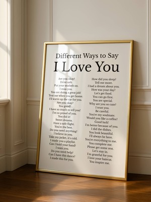 Fuart.Co Different I Love You Aşk Temalı Sevgililer Günü Posteri (Çerçevesiz) Love