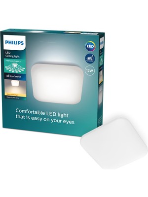 Philips Mauve Kare Tavan Lambası 12W 2700K Sarı Işık