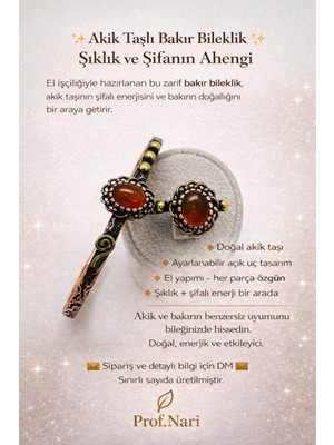 Prof. Nari Akik Taşlı Bakır Bilezik