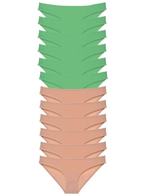 MTM My The Mall Giyim 12 Adet Süper Eko Set Likralı Kadın Slip Külot Yeşil Ten