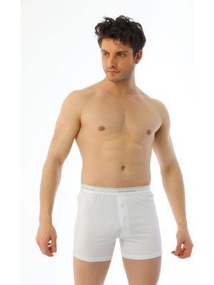 Çift Kaplan Erkek Pamuk Elastanlı Rahat Düğmeli 1 Adet Boxer Şort