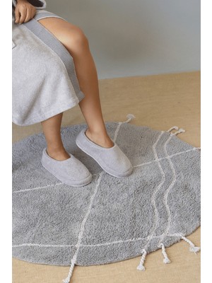 İrya Travertine %100 Pamuk Unisex Havlu Terlik Gri