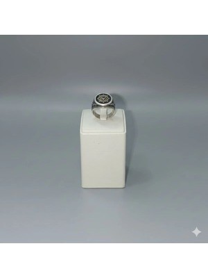 Eski Yeni Antik Gümüş Erkek Yüzük Mavi Renkli Zirkon Taşlı