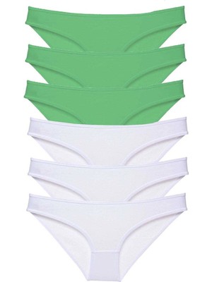 MTM My The Mall Giyim 6 Adet Eko Set Likralı Kadın Slip Külot Yeşil Beyaz