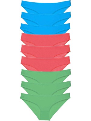 MTM My The Mall Giyim 9 Adet Süper Eko Set Likralı Kadın Slip Külot Yeşil Fuşya Mavi