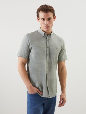 Lc Waikiki Yeni Sezon Regular Fit Kısa Kollu Keten Görünümlü Erkek Gömlek