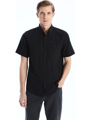 Lc Waikiki Yeni Sezon Regular Fit Kısa Kollu Keten Görünümlü Erkek Gömlek