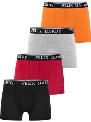 Felix Hardy 4'lü Boxer - Siyah-Kırmızı-Gri-Turuncu