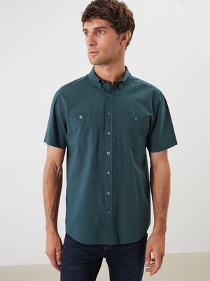 Lc Waikiki Yeni Sezon Regular Fit Kısa Kollu Keten Görünümlü Erkek Gömlek
