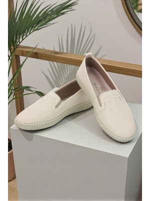 İhvan Online Kadın Deri Günlük Ortopedik Ayakkabı,  Esnek ve Yumuşak Tabanlı Hac Umre Ayakkabısı - Bej