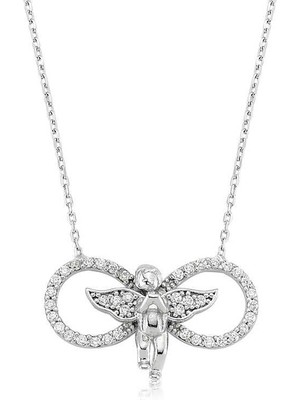 Özcömert Silver Gümüş Sonsuzluk Melek Bayan Kolye