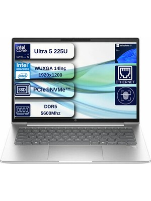 Hp Probook 4 G1I Aı Intel Core Ultra 5 225U 24GB Ddr5 512GB SSD Windows 11 Pro Intel® Aı Boost 14" WUXGA(1920X1200) IPS 300NITS Taşınabilir Bilgisayar+Mouse Hediyeli WCS7Q6ETDEN07