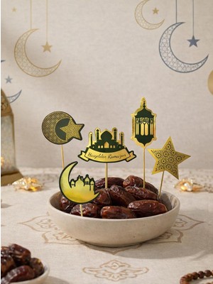 Parti Adresi Ramazan Temalı Kürdan Süs Seti – Ay Yıldız & Cami Figürlü (10'lu)