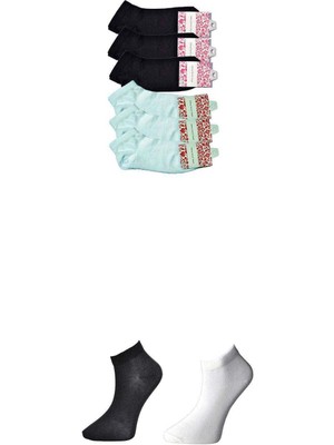 MTM My The Mall Giyim Siyah ve Beyaz Kadın Bilek Çorap 6 Çift