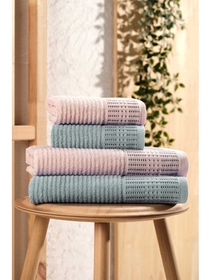 İhvan Online 4lü Battal Boy Banyo Hamam Havlu Seti Pembe/mavi - (2 Adet 50X90CM - 2 Adet 90X160CM) - (Rbk)