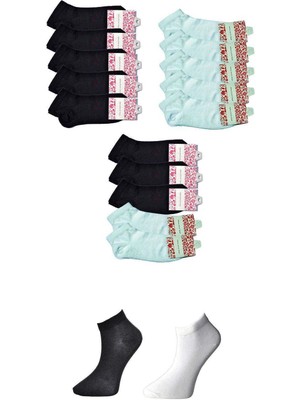 MTM My The Mall Giyim Siyah ve Beyaz Kadın Bilek Çorap 15 Çift