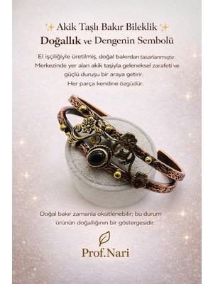 Prof. Nari Mor Akik Taşlı Bakır Bilezik