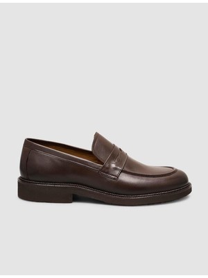 Cabani %100 Hakiki Deri Kahverengi Erkek Klasik Loafer Ayakkabı