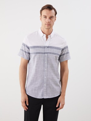 Lc Waikiki Yeni Sezon Regular Fit Kısa Kollu Çizgili Poplin Erkek Gömlek