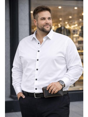 COLVİ'S MAN Slim Fit Battal Saten Likra Pamuk Saten