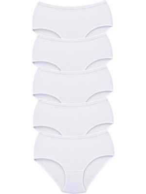 MTM My The Mall Giyim 5 Adet Tutku Kadın Yüksek Bel Bato Kalın Lastik Külot Beyaz