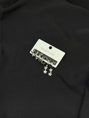 316L Çelik Gümüş Renk 6lı, Set Küpe