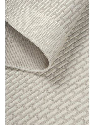 Krem Gri Bordürlü Sisal Halı – Pamuk Dokuma, Kaymaz Taban, Yıkanabilir