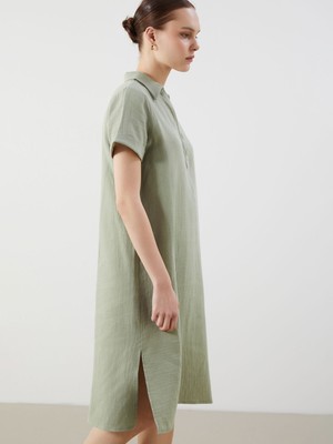 Lc Waikiki Yeni Sezon Gömlek Yaka Müslin Elbise