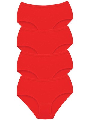 MTM My The Mall Giyim 4 Adet Tutku Kadın Yüksek Bel Bato Kalın Lastik Külot Kırmızı