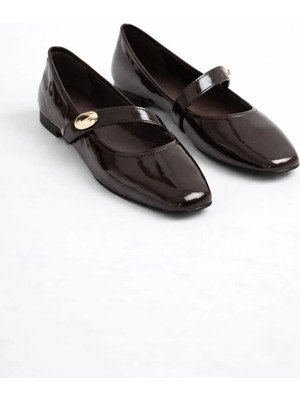 Cozi Company Kadın Rugan Babet Şık Tokalı Ortopedik Taban Günlük Ayakkabı