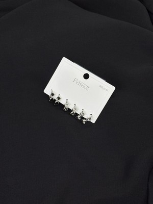 316L Çelik Gümüş Renk 6lı Set Küpe