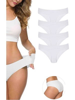 MTM My The Mall Giyim 4 Adet Kadın Dikişsiz Lazer Kesim Esnek Iz Yapmayan Külot Beyaz