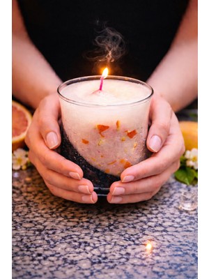 Lumus Candle Kahve & Portakal Kokulu Mum 9x8 cm | El Yapımı Dekoratif Cam Mum