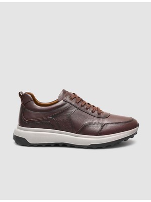Cabani %100 Hakiki Deri Bağıcıklı Kahverengi Erkek Sneaker
